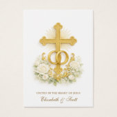 Catholic Wedding Prayer Card  Gold Cross (正面)