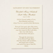 Catholic Wedding Prayer Card  Gold Cross (裏面)