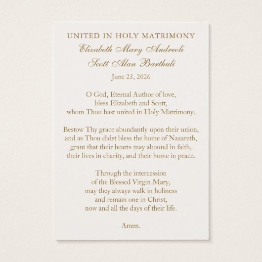 Catholic Wedding Prayer – Our Lady of Grace (裏面)