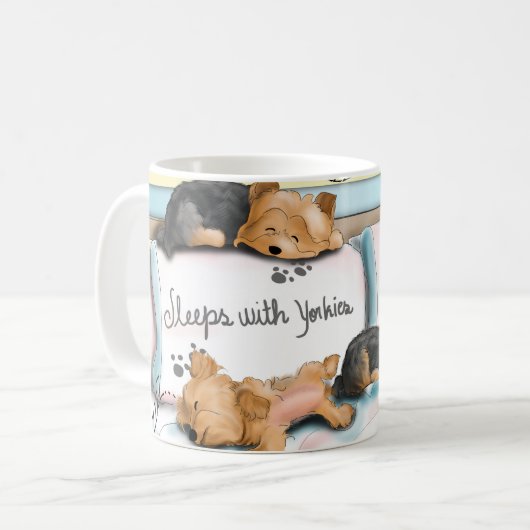 Catia Cho著ヨークシャーテリアの睡眠 コーヒーマグカップ (正面左)