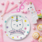 Caticorn | お誕生日おめでとう ペーパープレート (パーティー)