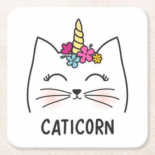Caticorn スクエアペーパーコースター (正面)