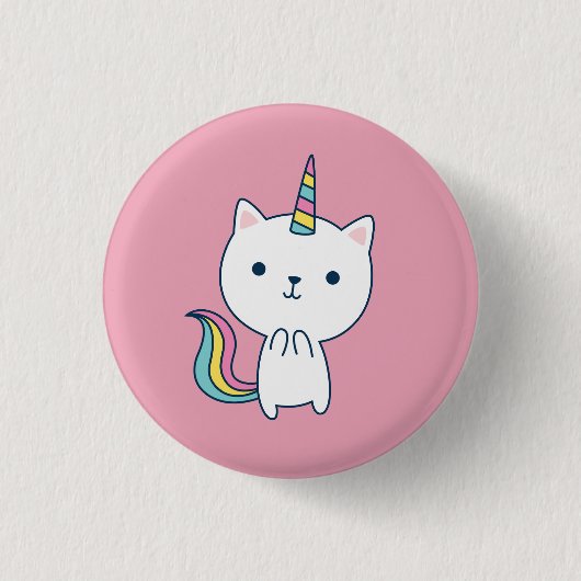 Caticorn | ボタン | ピンク 缶バッジ (正面)