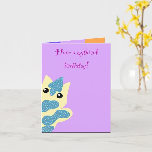Caticorn Birthday card カード (黄色い花)