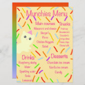 Caticorn Birthday Party Menu メニュー (正面/裏面)