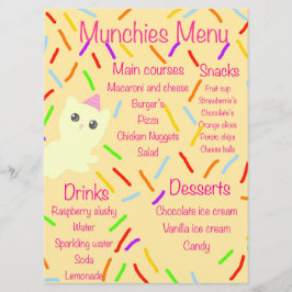 Caticorn Birthday Party Menu メニュー