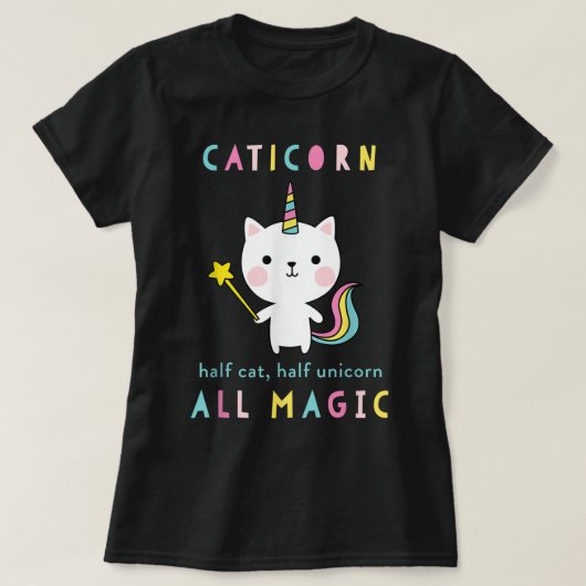 Caticorn Half Cat Unicorn Cute Girls Meowgical The Tシャツ (デザイン正面)