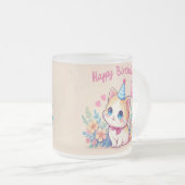 Caticorn Kawaii Birthday Mug フロストグラスマグカップ (正面右)