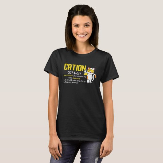 Cation Cute Science Cat Pawsitive  Chemistry Teach Tシャツ (正面フル)