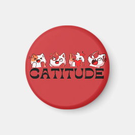 Catitude Magnet – Cute Kawaii Cat Design 🐾💖 マグネット