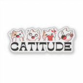 Catitude Stickers – Four Kawaii Cat Moods 🐾💖 シール (正面)