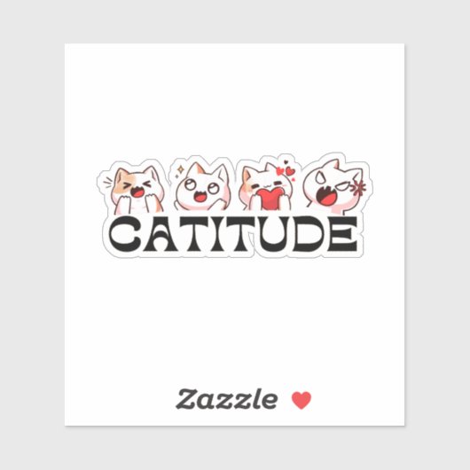 Catitude Stickers – Four Kawaii Cat Moods 🐾💖 シール (シート)