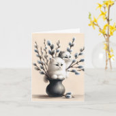 Catkinsノートカードに入っている猫 カード (黄色い花)