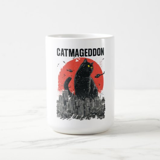 Catmageddon Giant Cat Monster City Kaiju Funny Pet コーヒーマグカップ (中央)