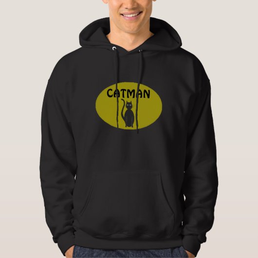 CATMANメンズ猫好きTシャツ&フード付 パーカ (正面)