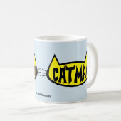 "CATMAN" メンズ 猫好き レトロ ロゴ コーヒーマグカップ (正面右)