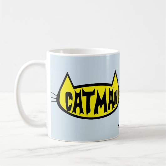 "CATMAN" メンズ 猫好き レトロ ロゴ コーヒーマグカップ (左)
