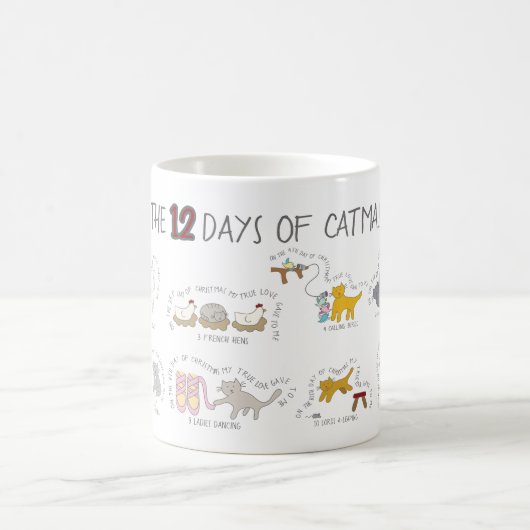 Catmasのクリスマス猫のおもしろいな12日 コーヒーマグカップ (中央)