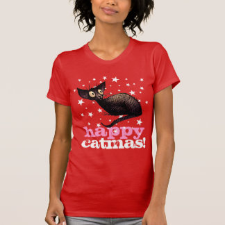 Catmas幸せな猫! おもしろいなクリスマス tシャツ