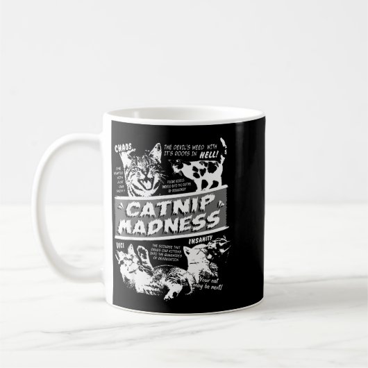 Catnip Madness Cute Kitten Funny Cat Pet Humor コーヒーマグカップ (左)