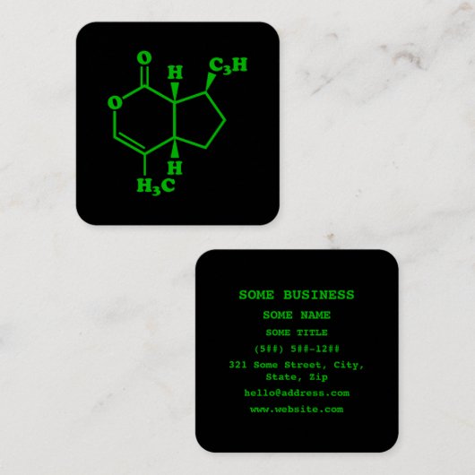 Catnip Nepetalactone Molecular Chemical Formula スクエア名刺 (正面/裏面)