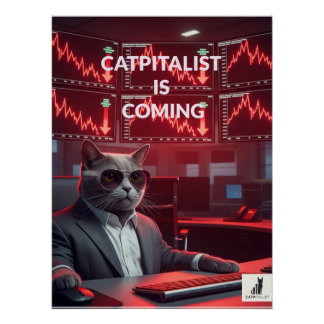 Catpitalist: Market おもしろい Crash Artプリント ポスター