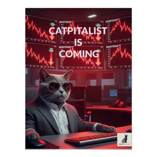 Catpitalist: Market おもしろい Crash Artプリント ポスター (正面)