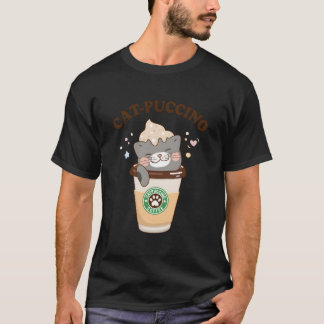 Catpuccino Cat In A Coffee Cat Pun Cat Tシャツ