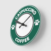 Catpuccino Coffee ラウンド壁時計 (傾斜)