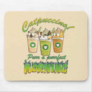 Catpuccino - Purr a Purfect Morning かわいい猫 マウスパッド