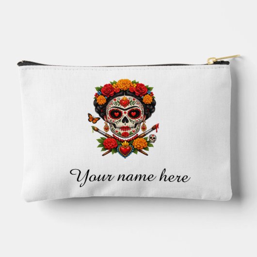 Catrina Artist Sugar Skull–Día de los Muertos アクセサリーポーチ (裏面)