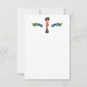 Catrina W/赤のドレスとピンク色の青い花を洗った サンキューカード (裏面)