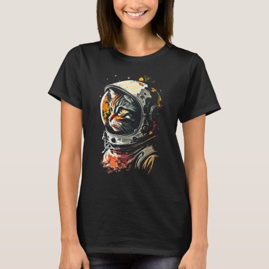 Catronaut Cat Astronaut space cat Tシャツ (正面)