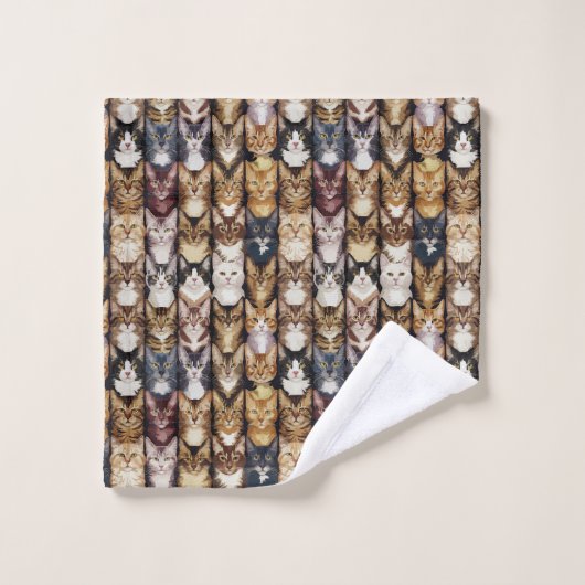 Catsテクスチャ バスタオルセット (ウォッシュタオル)