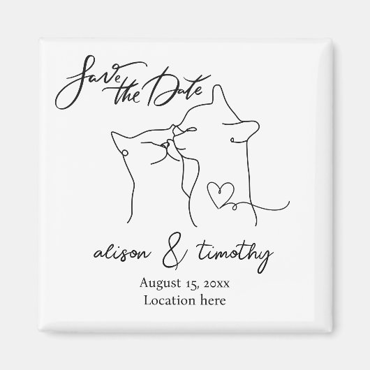CatsミニマルモダンリストハートSave the Date マグネット (正面)