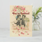 Cats結婚ヴィンテージソフト金ゴールド招待状 招待状 (スタンド正面)