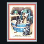 Cats おもしろい Bath by Louis Wainヴィンテージアートコピー ポスター<br><div class="desc">可愛おもしろいいキャプション読:「お母さんがいないときは、お風呂の中ではなく、お風呂の外にいつも入っている。そうすりゃ濡れたりしないし、風邪をひく危険もないぞ」</div>