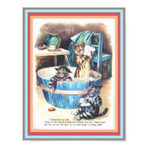 Cats おもしろい Bath by Louis Wainヴィンテージアートコピー
