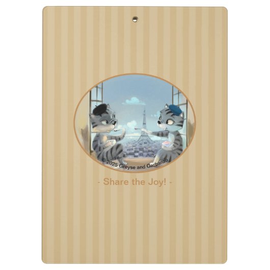 Cats & エッフェルタワー – Paris Joy Clipboard クリップボード (裏面)