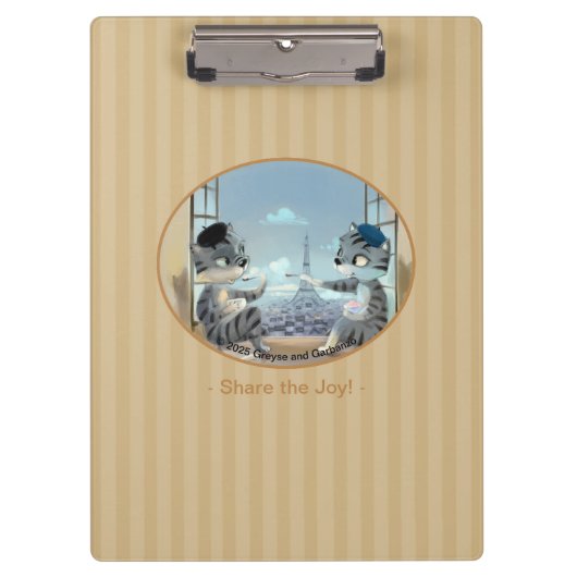 Cats & エッフェルタワー – Paris Joy Clipboard クリップボード (正面)