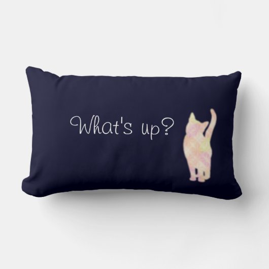 Cat's グラデーション "What's up?" Blue クッション　Throw Pillow ランバークッション (正面)
