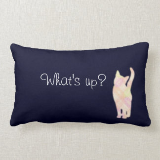 Cat's グラデーション "What's up?" Blue クッション　Throw Pillow ランバークッション
