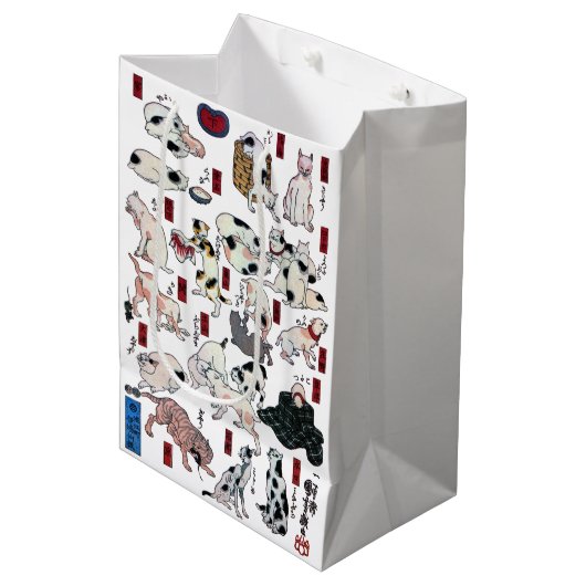 Cats (日本の背景色の変更) ミディアムペーパーバッグ (正面アングル)