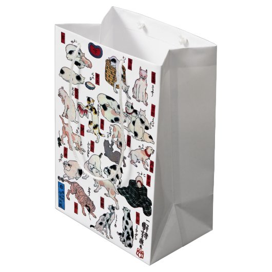 Cats (日本の背景色の変更) ミディアムペーパーバッグ (裏面アングル)