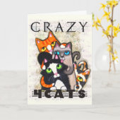 Cats 熱狂する Friendship Greeting Card カード (黄色い花)
