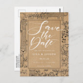 Cats 素朴 Kraftスクリプト日付の保存 ポストカード (正面/裏面)