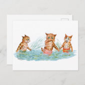 Cats 遊's in Water Louis Wain ポストカード (正面/裏面)