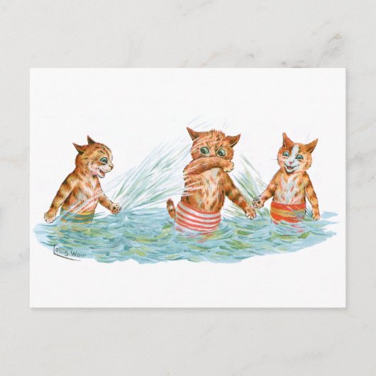 Cats 遊's in Water Louis Wain ポストカード (正面)