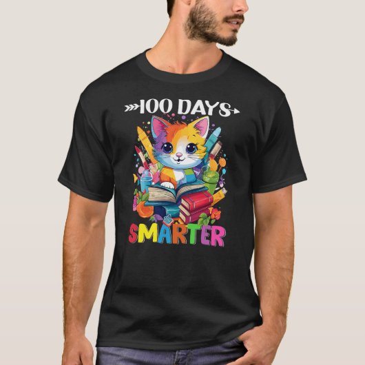 Cats 100th Day of School Teacher 100 days smarter  Tシャツ (正面)