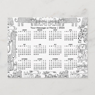 Cats 2026 Calendar Personalized Message or Name ポストカード